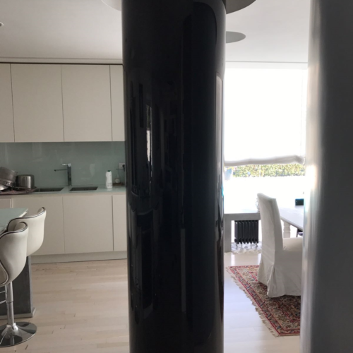 rivestimento colonne vetro curvo